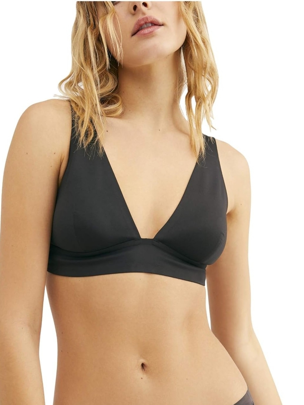 Free People Black V-Neck Wireless Bralette